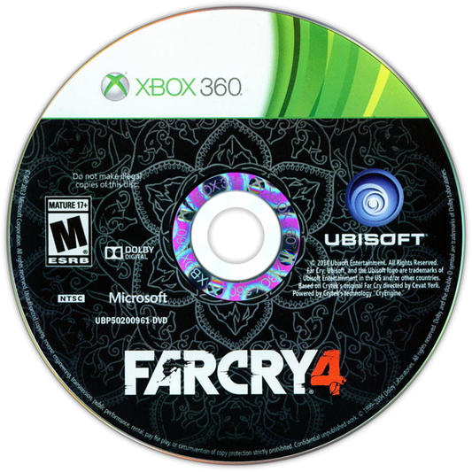Far Cry 4 Xbox 360 open-world first-person shooter video game Ubisoft Kyrat Himalayas region Pagan Min villain Ajay Ghale protagonist elephant riding wing suit flying grappling hook co-op campaign online multiplayer outpost liberation tower climbing hunting crafting Shangri-La missions psychedelic sequences disc