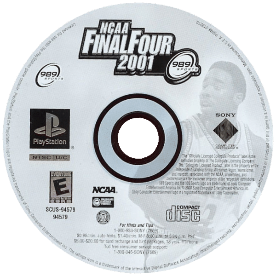 NCAA Final Four 2001 disc for PlayStation 1 (PS1) video game