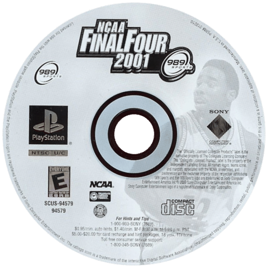 NCAA Final Four 2001 disc for PlayStation 1 (PS1) video game
