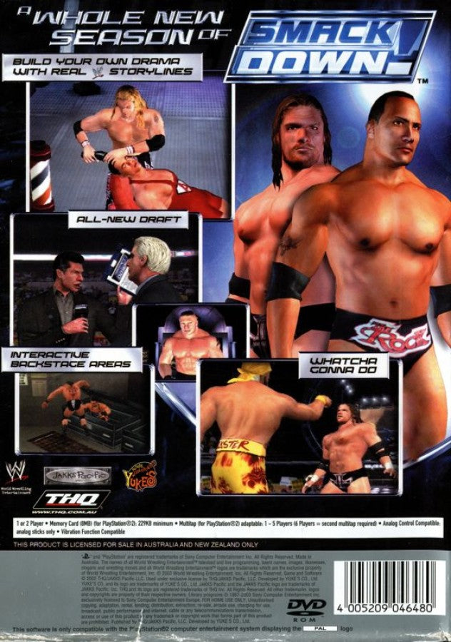 WWE SmackDown Shut Your Mouth game back cover for PlayStation 2