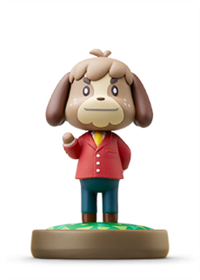 Digby Amiibo loose featuring Digby in his red jacket and tie, the polite Happy Home Academy assistant, compatible with Animal Crossing bonuses.