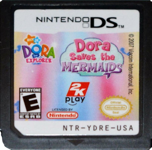 Dora the Explorer Dora Saves the Mermaids Nintendo DS video game, educational adventure gameplay, ocean-themed puzzles, family-friendly handheld console title cartridge