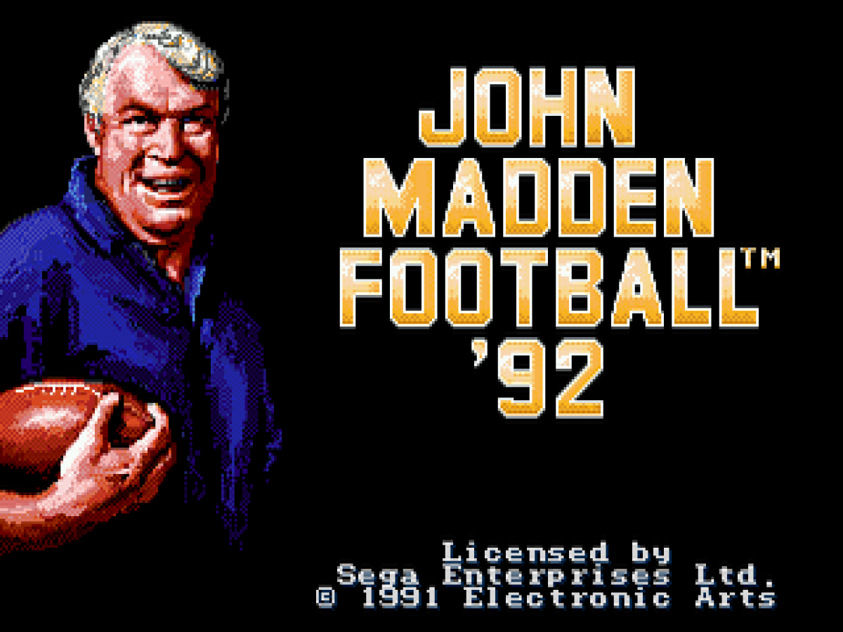 John Madden Football 92 title screen for Sega Genesis GEN video game