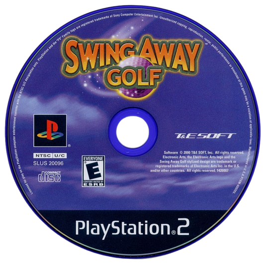 Swing Away Golf – PlayStation 2 (PS2) video game disc, golf sports simulation.