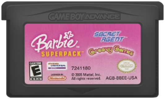 Barbie Superpack Game Boy Advance GBA for retro video game enthusiasts featuring family friendly gameplay multiple Barbie adventures colorful platforming puzzle solving imaginative activities handheld gaming fun and collectible gaming appeal cartridge