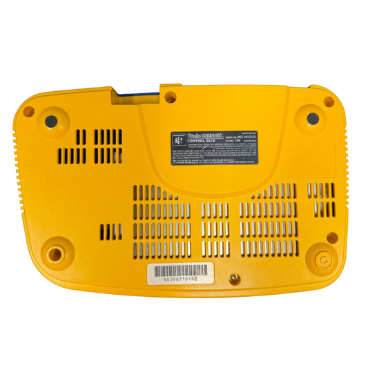 Pikachu Nintendo 64 Console N64 gaming system featuring Pikachu themed yellow console design iconic Pokémon styling built in controller ports cartridge based game support AV connectivity and classic Nintendo 64 hardware design collectible Pokémon and retro Nintendo gaming appeal bottom of console