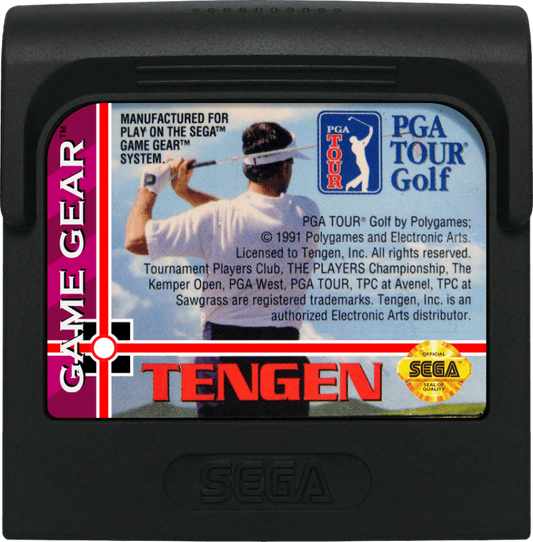 PGA Tour Golf cartridge cover art for Sega Game Gear cover art for golf vidoe game.