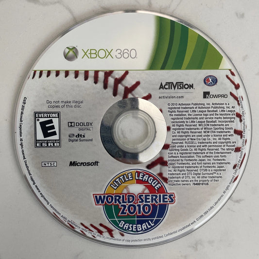 Little League World Series Baseball 2010 disc for Xbox 360 (X360) sports baseball video game