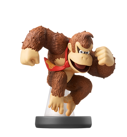 Donkey Kong Amiibo loose featuring Donkey Kong in his classic red tie, mid‑punch pose, compatible with Super Smash Bros. bonuses.
