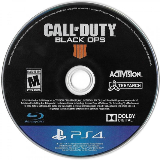 Call of Duty: Black Ops 4 disc for PlayStation 4 (PS4) first-person shooter video game