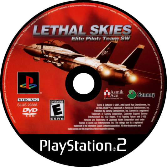 Lethal Skies Elite Pilot Team SW PS2 PlayStation 2 flight combat simulator game retro video game disc