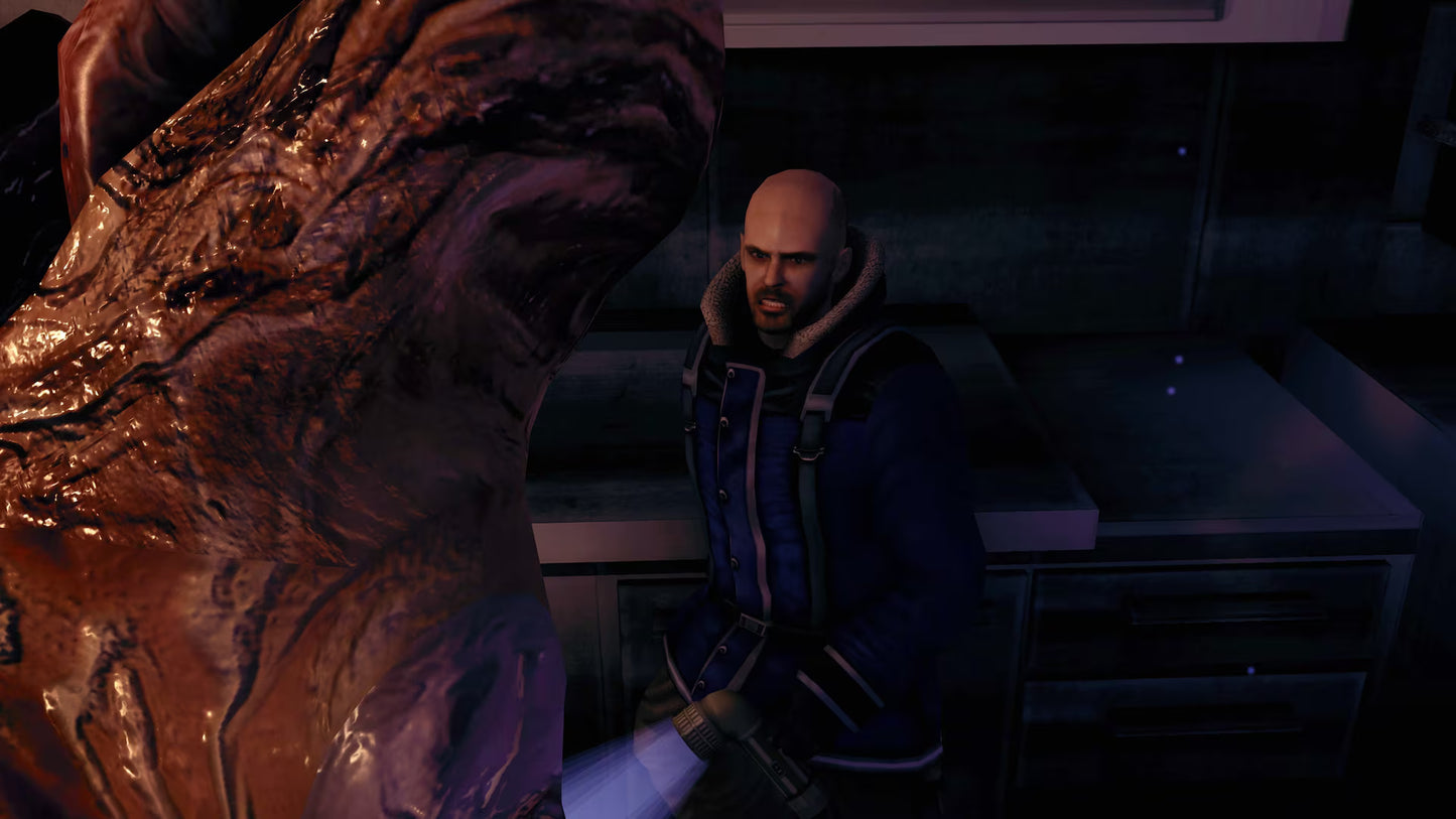 The Thing Remastered Deluxe Edition for PlayStation 5 survival horror shooter featuring squad trust mechanics arctic setting remastered visuals and bonus collectible content gameplay