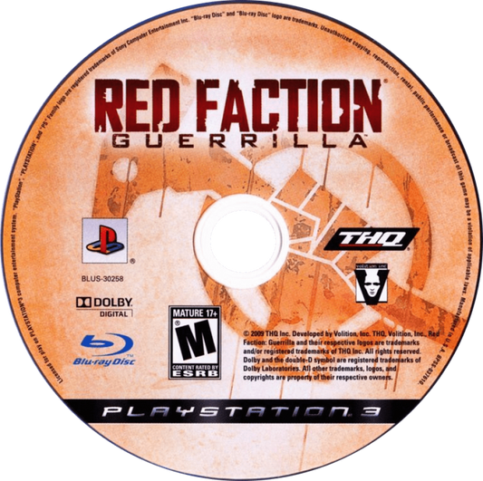 Red Faction Guerrilla disc for PlayStation 3 PS3 video game