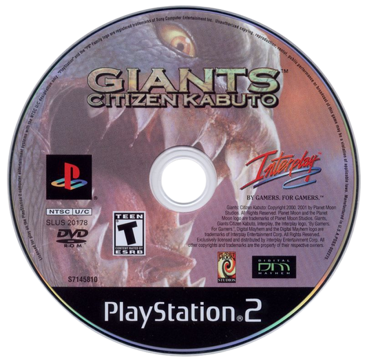 Giants: Citizen Kabuto disc for PlayStation 2 (PS2) sci-fi action-adventure real-time strategy hybrid video game