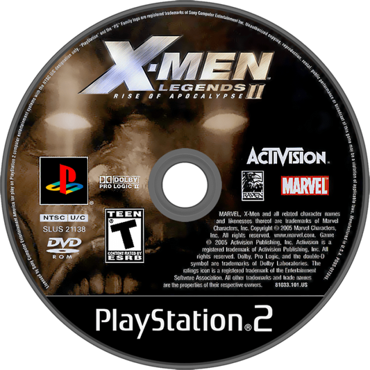 X-Men Legends II: Rise of Apocalypse – PlayStation 2 (PS2) video game disc, action RPG.
