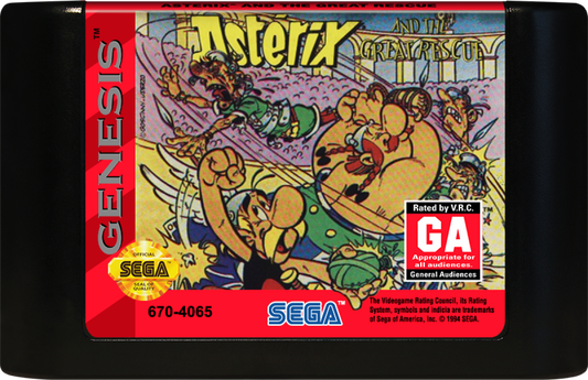 Asterix and the Great Rescue Sega Genesis retro video game platformer cartridge (1993)