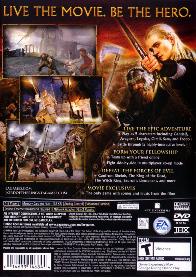 The Lord of the Rings: Return of the King back cover art for PlayStation 2 (PS2) video game