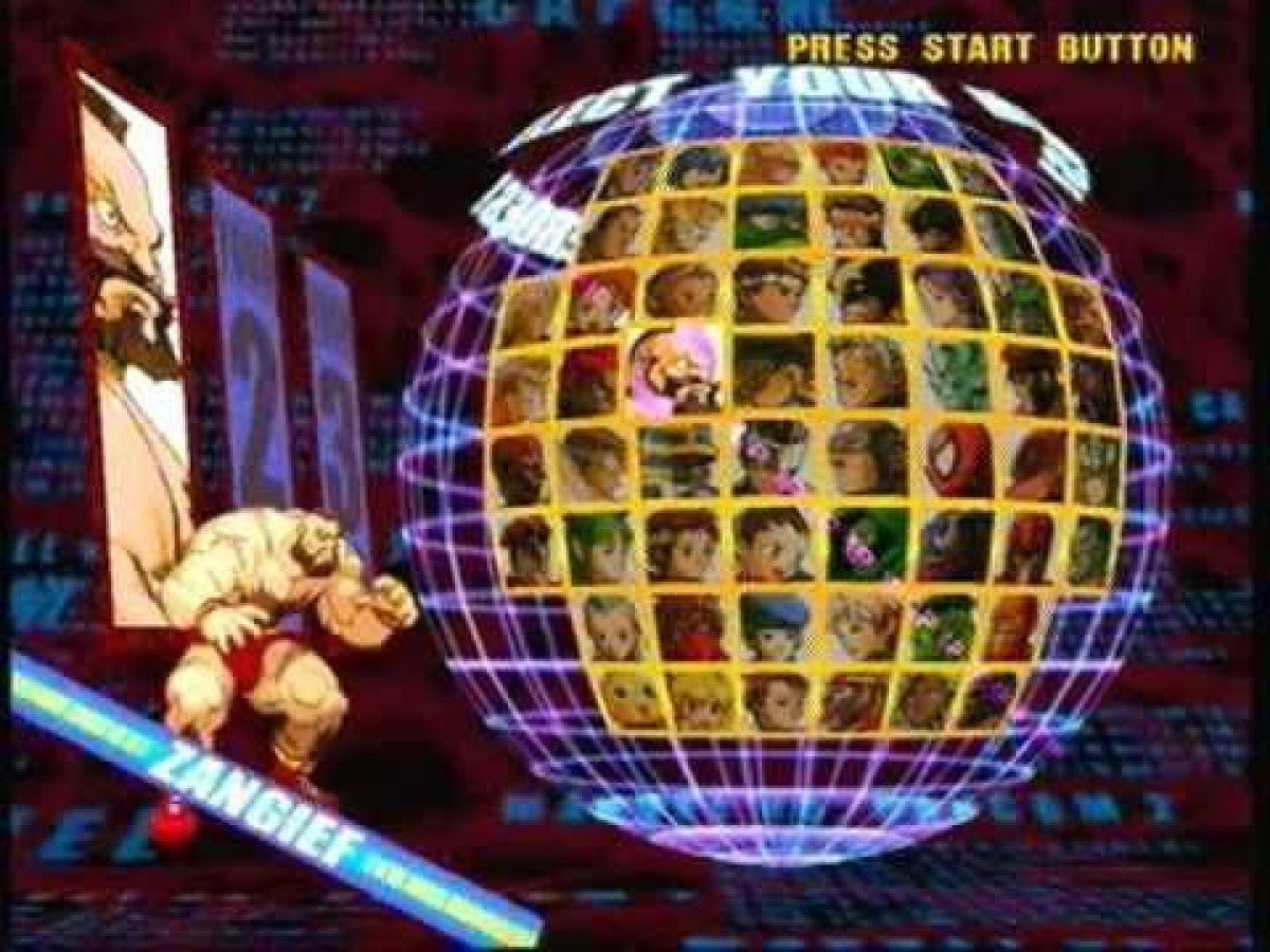 Marvel vs Capcom 2 character selection screen for Playstation 2 (PS2) video game.