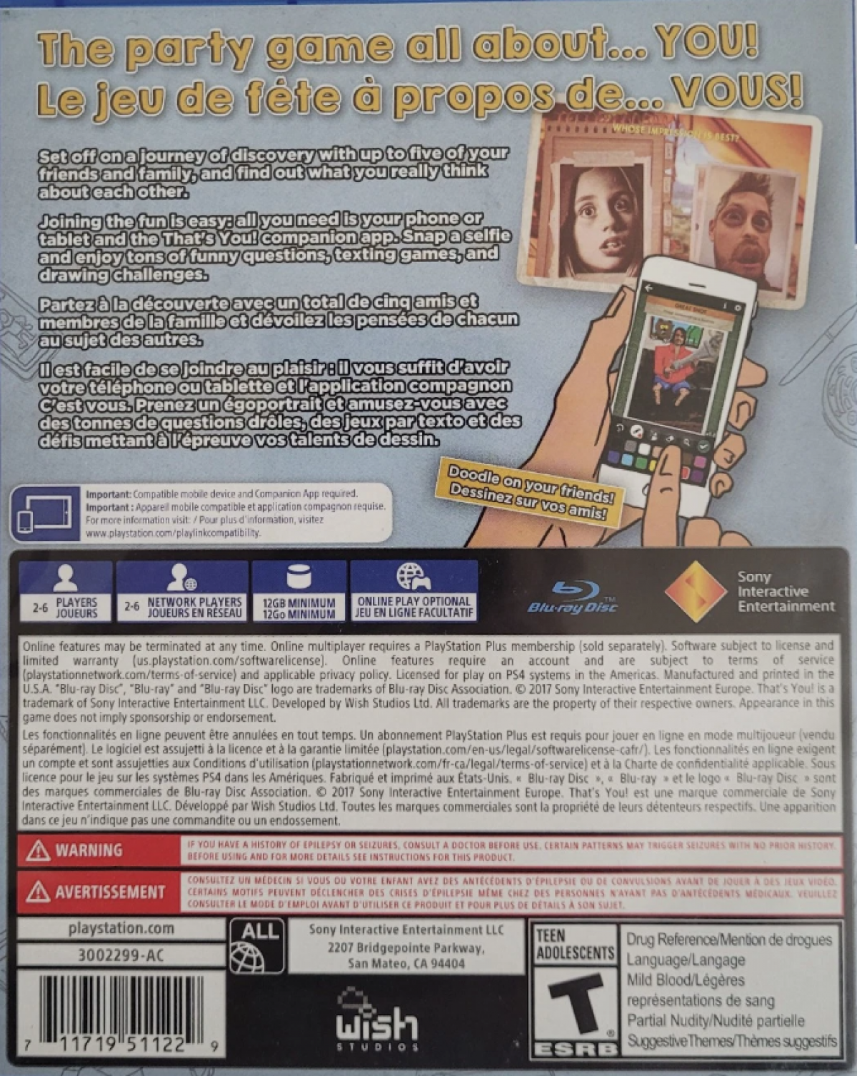 That's You – PlayStation 4 (PS4) video game back of case, party quiz game