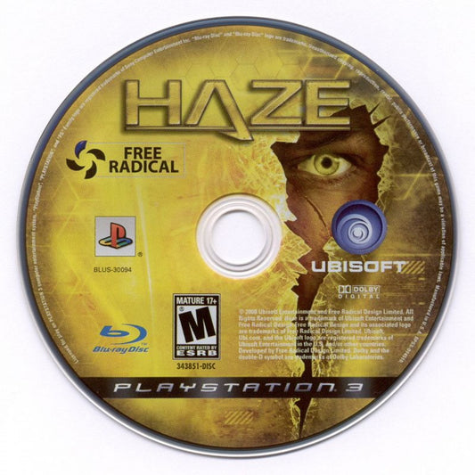 Haze for PlayStation 3 first person shooter sci fi action game featuring futuristic soldiers Nectar drug mechanic campaign mode multiplayer combat disc