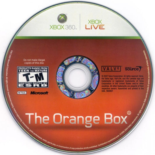 The Orange Box disc art for Xbox 360 (X360) video game