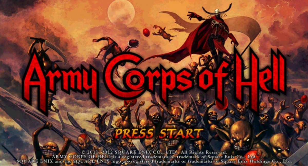 Army Corps of Hell title screen for PlayStation VITA (PS VITA) video game