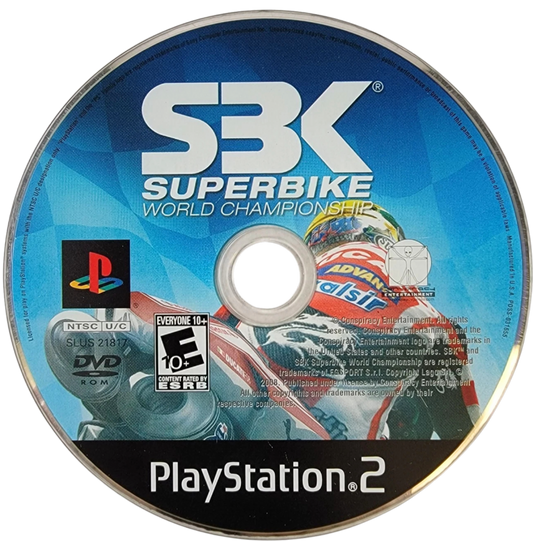 SBK: Superbike World Championship – PlayStation 2 (PS2) video game disc, motorcycle racing game.