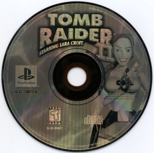 Tomb Raider II: Starring Lara Croft Greatest Hits retro action adventure platform game for PlayStation 1 (PS1) disc