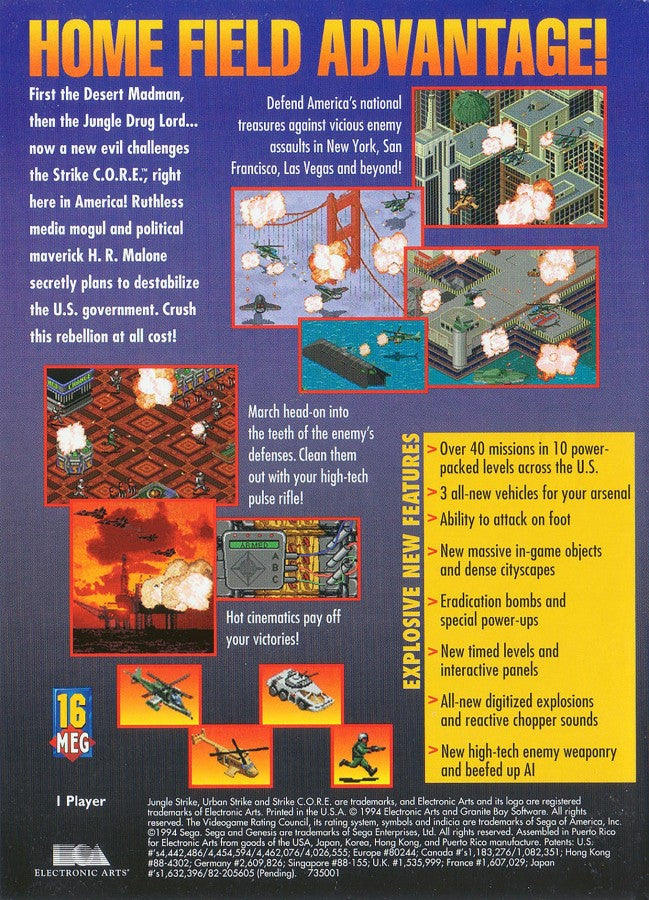 Urban Strike back cover art for Sega Genesis (GEN) video game