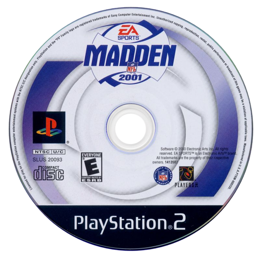 Madden NFL 2001 disc art for PlayStation 2 (PS2) sports video game