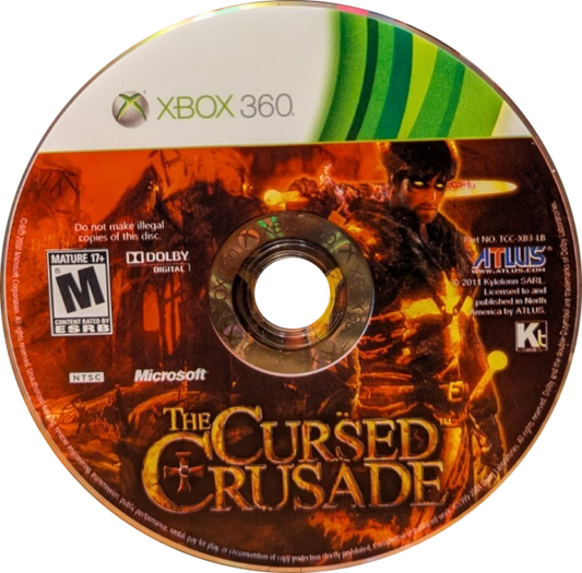 The Cursed Crusade disc for Xbox 360 (X360) action-adventure hack-and-slash video game