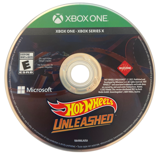 Hot Wheels Unleashed for Xbox One, disc image for an arcade racing action sports video game