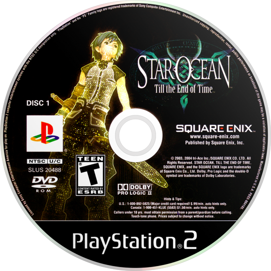 Star Ocean Till the End of Time PS2 PlayStation 2 JRPG role playing game sci fi fantasy adventure real time combat retro video game disc