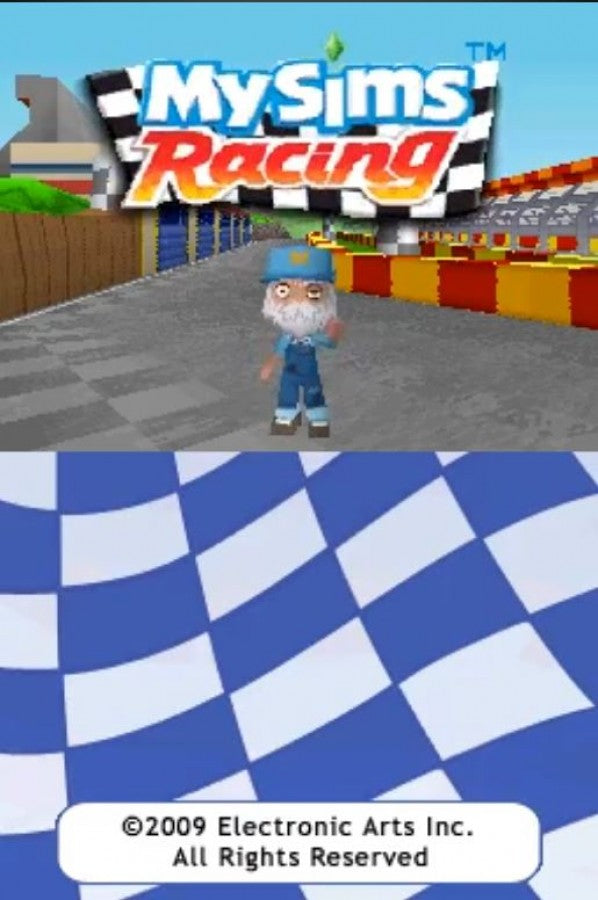 MySims Racing for Nintendo DS kart racing game featuring customizable vehicles colorful tracks power ups and characters from the MySims series arcade style racing gameplay