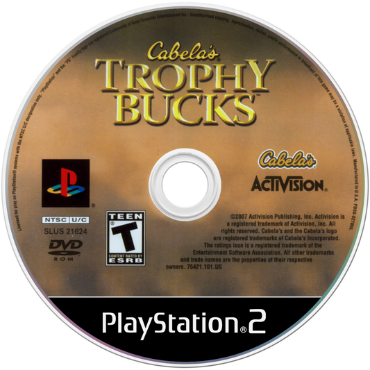 Cabela’s Trophy Bucks for PlayStation 2 with deer hunting and outdoor simulation theme disc