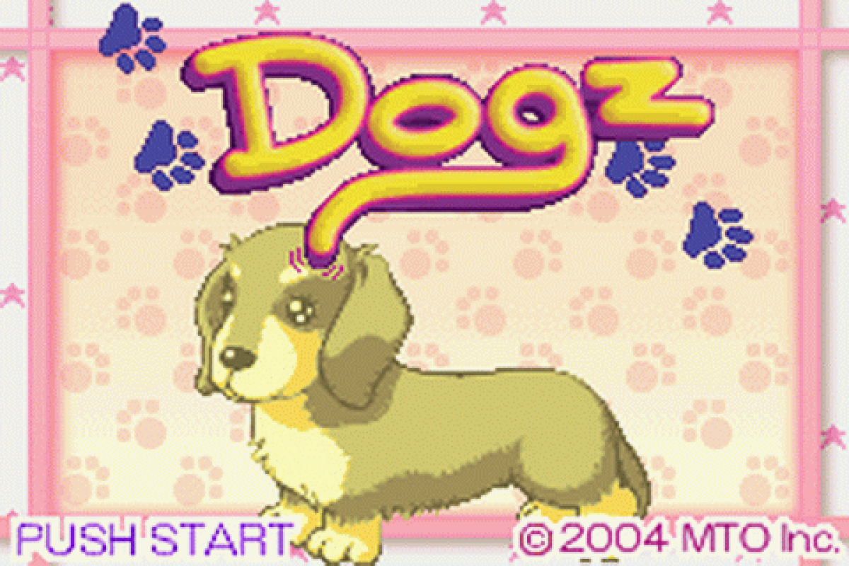 Dogz title screen art for Game Boy Advance (GBA) video game