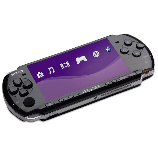 PlayStation Portable 3000 PSP 3000 Black JPN Japan Import Region Free handheld gaming console featuring a sleek black design portable gaming system UMD game support memory card compatibility vibrant widescreen display built-in controls Japanese import hardware region free gameplay and scratch and scuff condition collectible gaming appeal