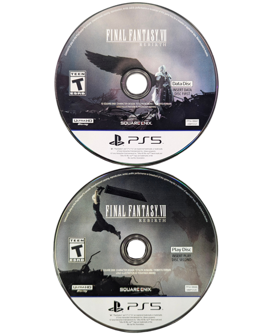 Final Fantasy VII Rebirth PS5 game featuring epic JRPG storytelling, turn-based and real-time hybrid combat, and immersive cinematic visuals on PlayStation 5 disc