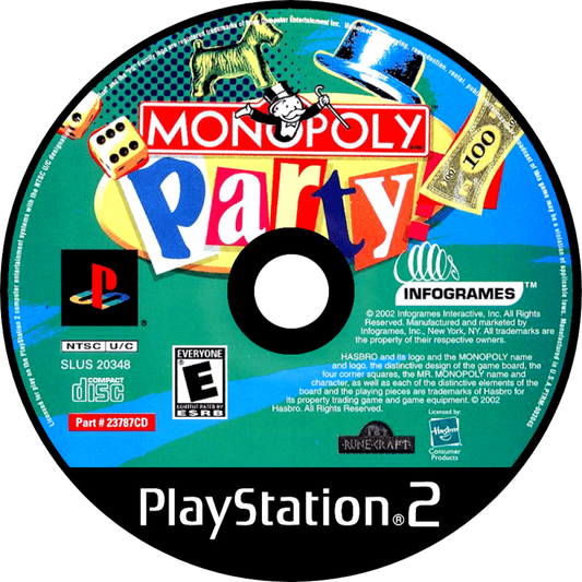 Monopoly Party PlayStation 2 (PS2) party board video game disc