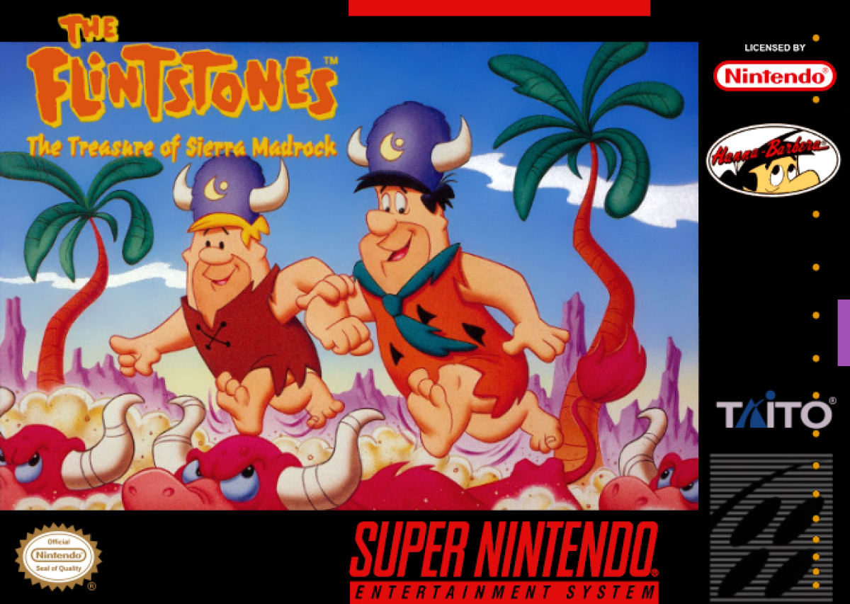 The Flintstones Treasure of the Sierra Madrock cover art for Super Nintendo Entertainment System (SNES) video game