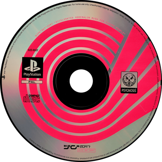 Wipeout XL PlayStation 1 PS1 video game featuring futuristic racing gameplay high speed anti gravity vehicles electronic music challenging race tracks weapon based combat and intense competitive racing action Sony PlayStation retro video game collection collectible disc art