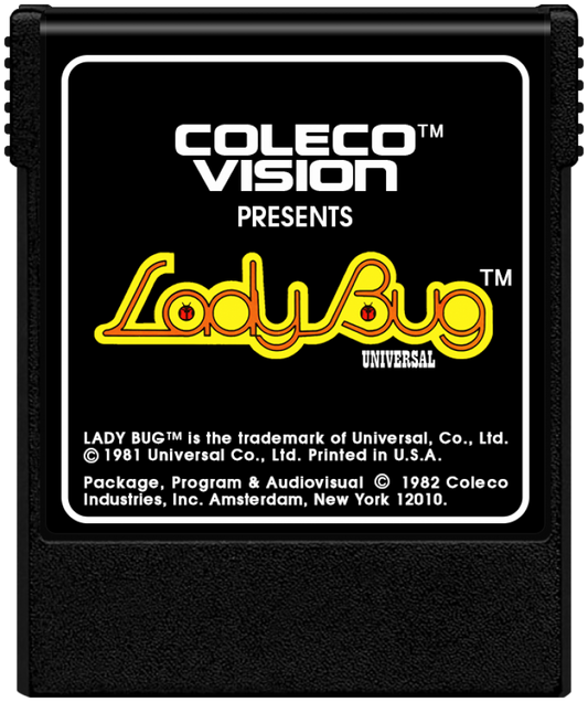 Lady Bug cartridge art for ColecoVision (CV) video game