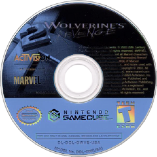 X-2 Wolverine;s Revenge disc cover art for Nintendo GameCube (GC) video game.