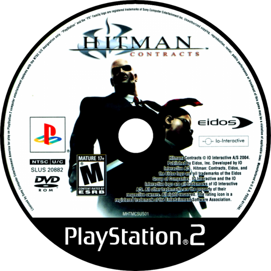 Hitman: Contracts disc art for Playstation 2 (PS2) video game