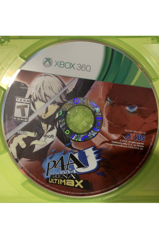 Persona 4: Arena Ultimax disc for Xbox 360 (X360) anime fighting video game