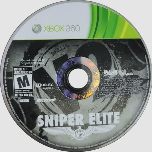 Sniper Elite V2 disc for Xbox 360 (X360) tactical stealth sniper shooter video game