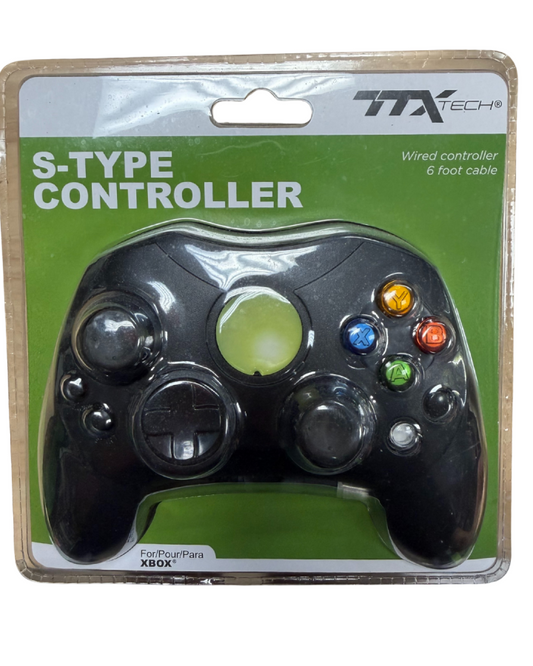 TTX Tech Xbox original Slim controller black wired retro gaming accessory for classic Xbox systems