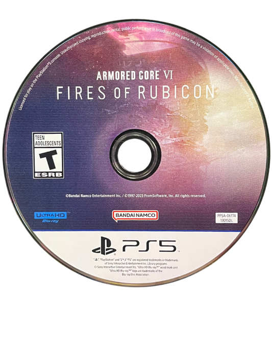 Armored Core VI Fires of Rubicon PlayStation 5 PS5 for video game enthusiasts featuring mech combat gameplay fast paced armored battles deep mech customization mission based structure sci fi warfare intense boss fights and collectible gaming appeal disc