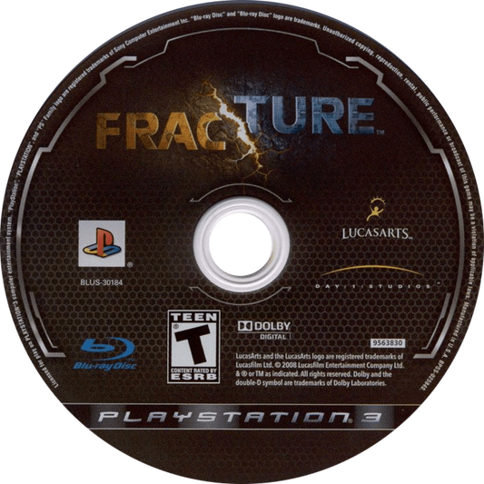 Fracture PlayStation 3 PS3 retro video game third person shooter featuring futuristic combat terrain deformation mechanics explosive weapons challenging missions sci fi action gameplay strategic environmental destruction PlayStation 3 gaming experience collectible game collection appeal disc