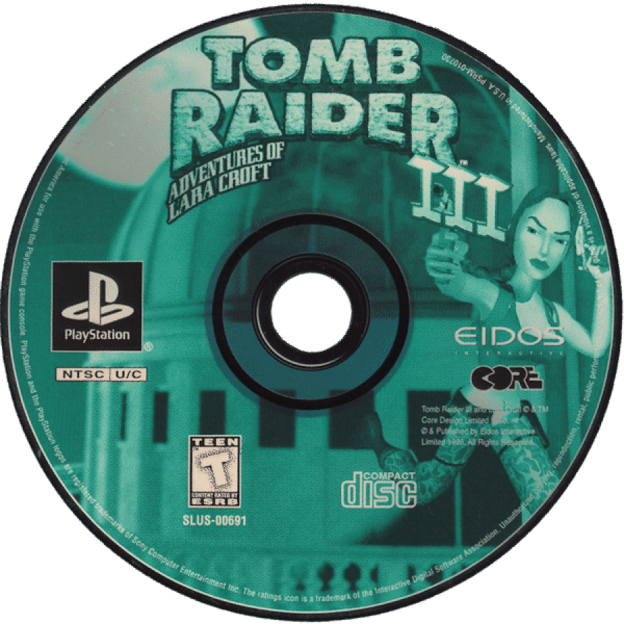 Tomb Raider III disc for PlayStation 1 (PS1) action-adventure video game
